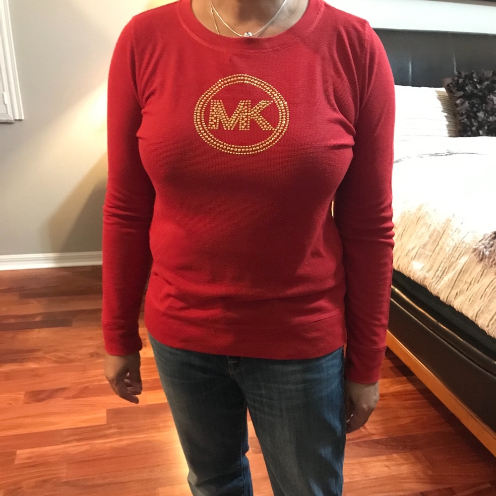 Michael Kors Long Sleeve Thermal Top Studded Logo